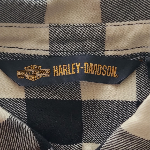 Harley-Davidson V-Twin Eagle Embroidered Black & White Flannel Shirt - Picture 4 of 5